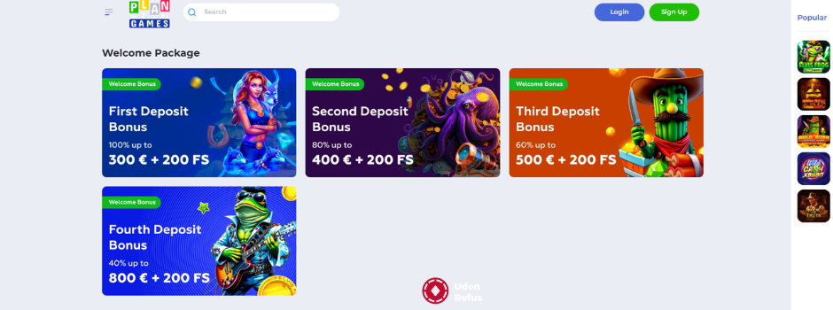 Plangames casino bonus