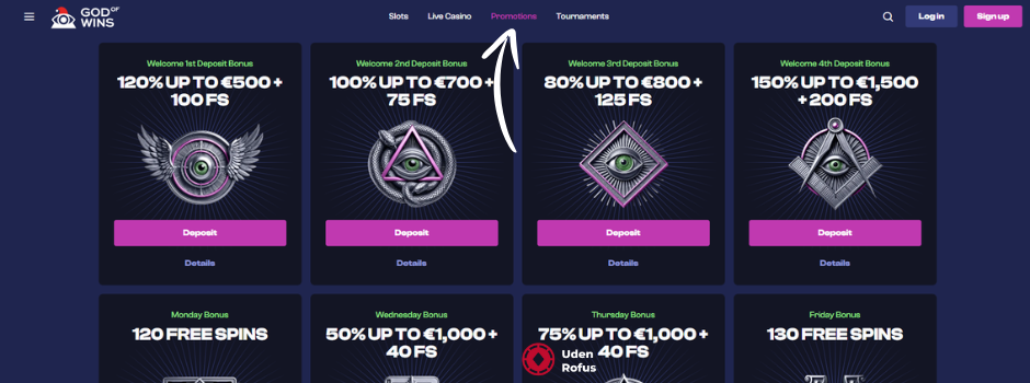 God of Wins casino bonus